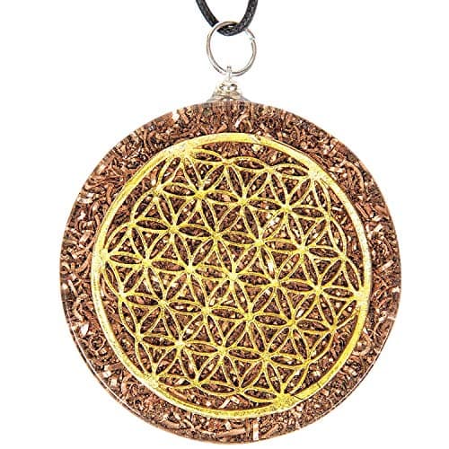 Flower of Life Orgone Pendant, EMF Protection, Powerful Energy Generator, Metatron's Cube Merkaba 7 Chakras Crystals Stones Orgone Pendant, Orgonite Pendant for Healing, Reiki,Protection,Powerful