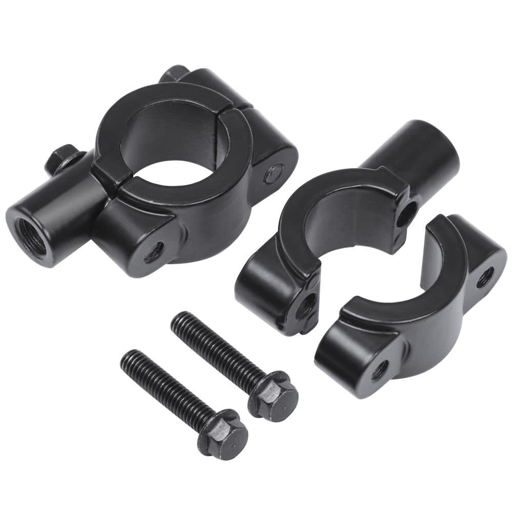 Universal 10mm Bike Rear View Side Mirror Handlebar Clamp | Motorcycle Mirrors Bracket Holder | Motorbike Mirror Mount Adaptor | Motorbike Accessories (1 Pair, Black)