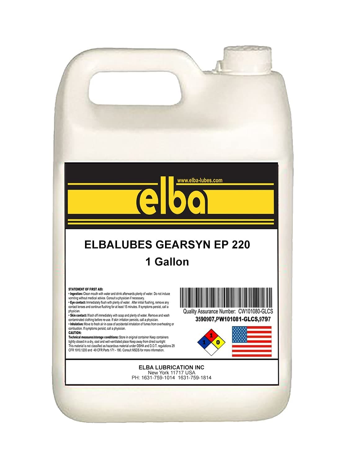 ELBALUBES Gear-SYN EP 220 | Synthetic Gear Oils | Heavy-Duty EP Oils | Gear Fluids | SAE 90 | Compare to: Spartan EP220, Meropa, Omala S2 G 220. MOBILGEAR 600 XP.(1 Gallon)