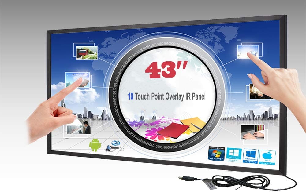 LCD/LED 10 Touch IR Overlay Touch Screen Frame Panel Interactive 43" 16:9 - No Glass