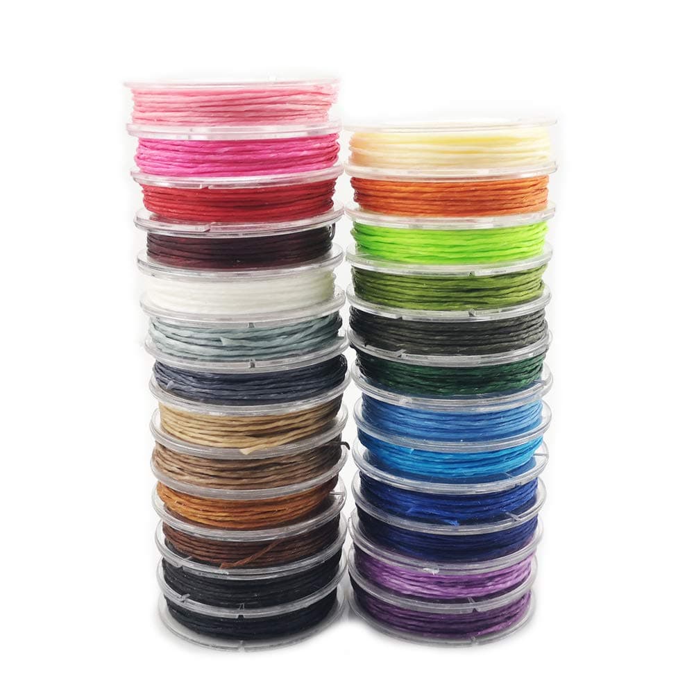 Inspirelle 25-Color Thailand Waxed Polyester Cord Waterproof Heavy Wax Coating Thread Jewelry Making Beading Crafting Heavy Waxed String， 5M Each Color