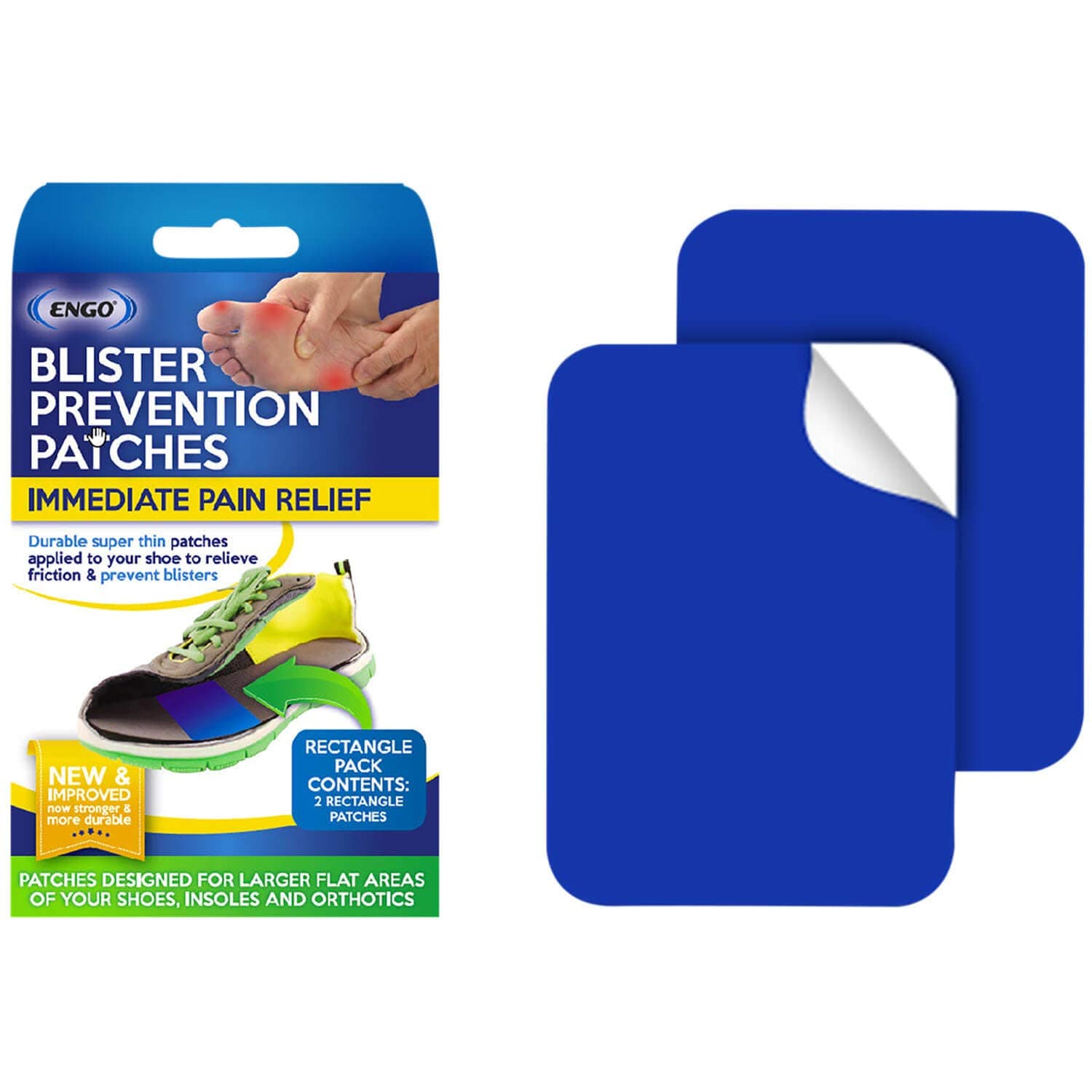 ENGO Rectangle Blister Prevention Patches (2 Patches) | Trim to Fit Boots, Skates, Cleats, Helmets, Equipment, Other Footwear