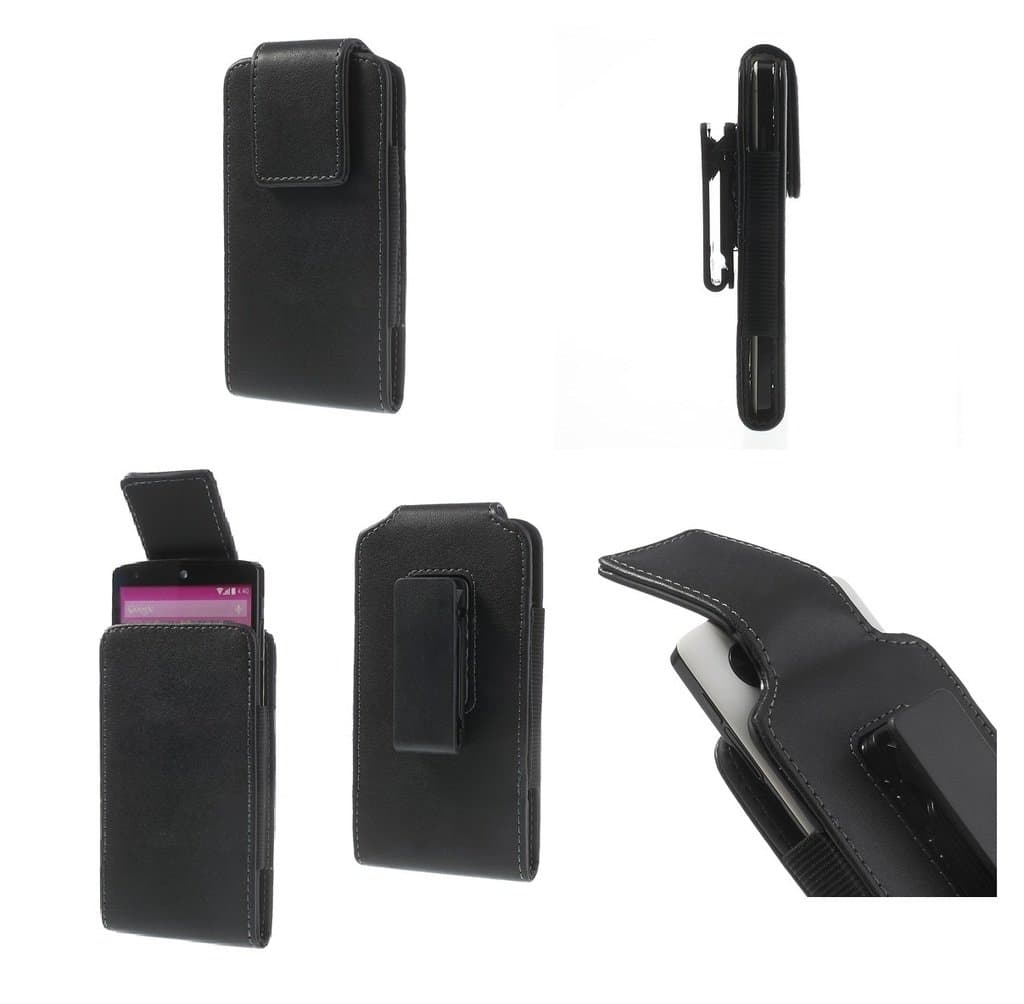DFV mobileMagnetic leather holster case belt clip rotary 360 for IJOY ICALL 350 DUAL CORE 3,5" - Black