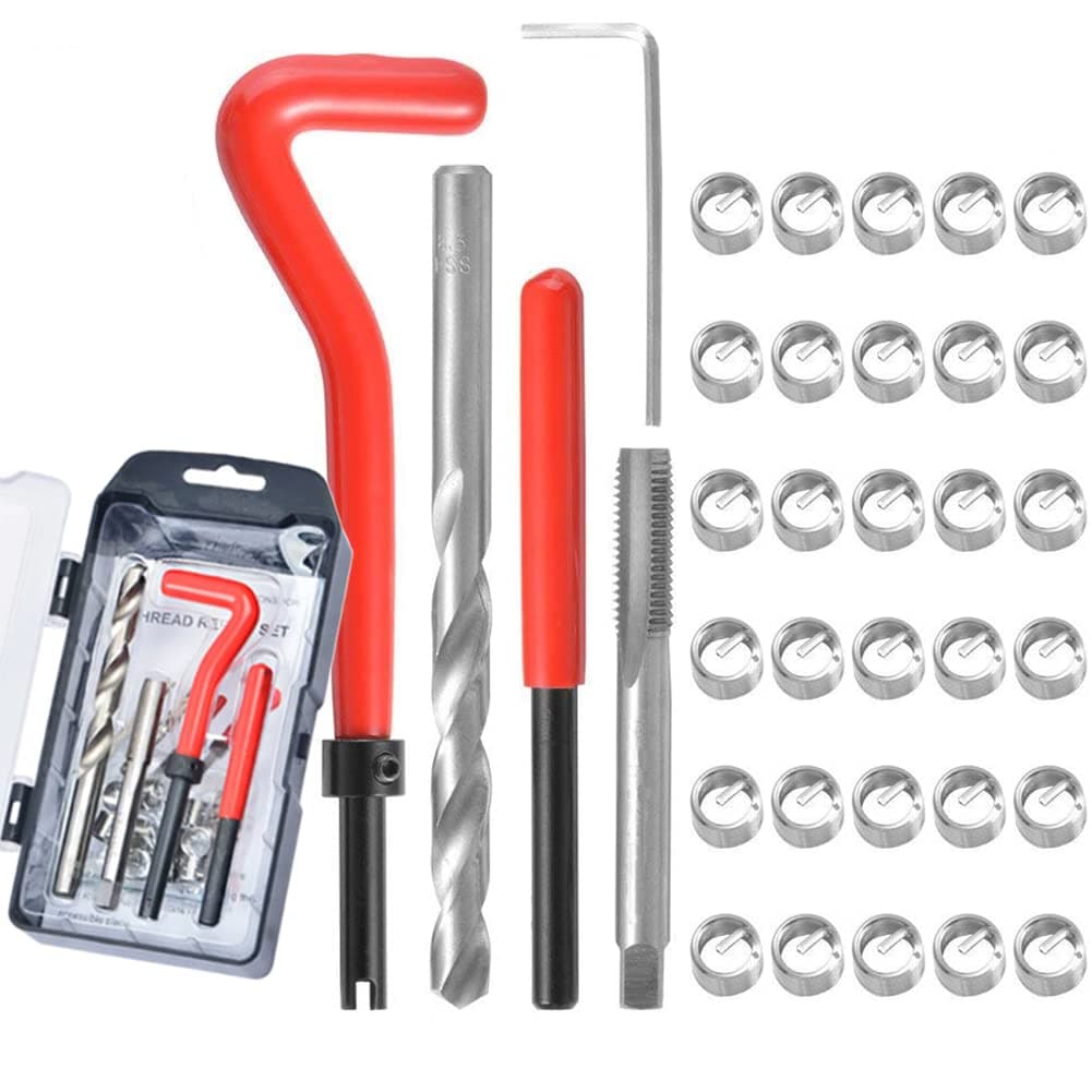 JoyTube 35 Pcs Thread Repair Kit, Stainless M8 x1.25mm Thread Repair Insert Kit Compatible Hand Tool Set for Auto Repairing