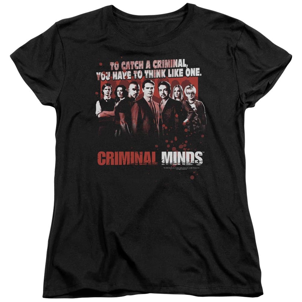 Criminal Minds TV Show CBS Think Like One Women's T-Shirt Tee Black