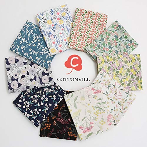 COTTONVILL 20COUNT Cotton Print Quilting Fabric (Quarter 10pcs, 01-Urban Camellia)