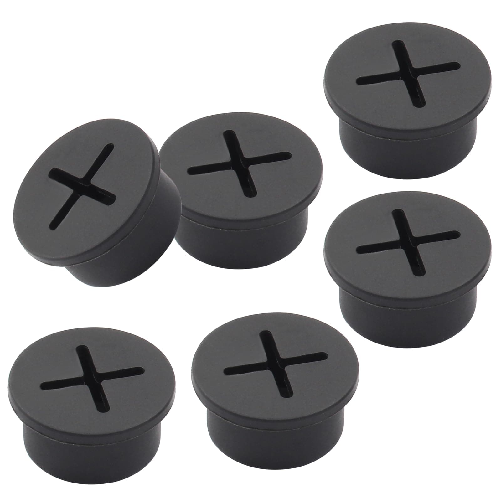 12pcs 3/4 Inch (20mm) Rubber Desk Grommet, Flexible Desk Hole Cover Plug Wire Management Cable Cord Pass Through for Office Home Equipment (Black)