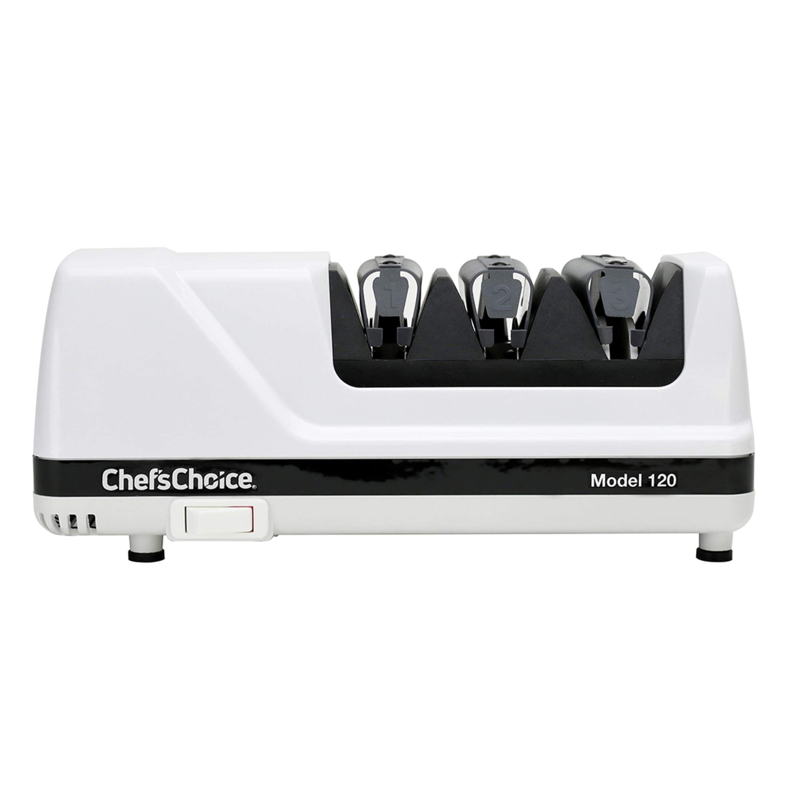 Chef's Choice 120 Hone EdgeSelect Professional Electric Knife Sharpener for 20-Degree Straight-Edge and Serrated Knives, 3 Stage, White