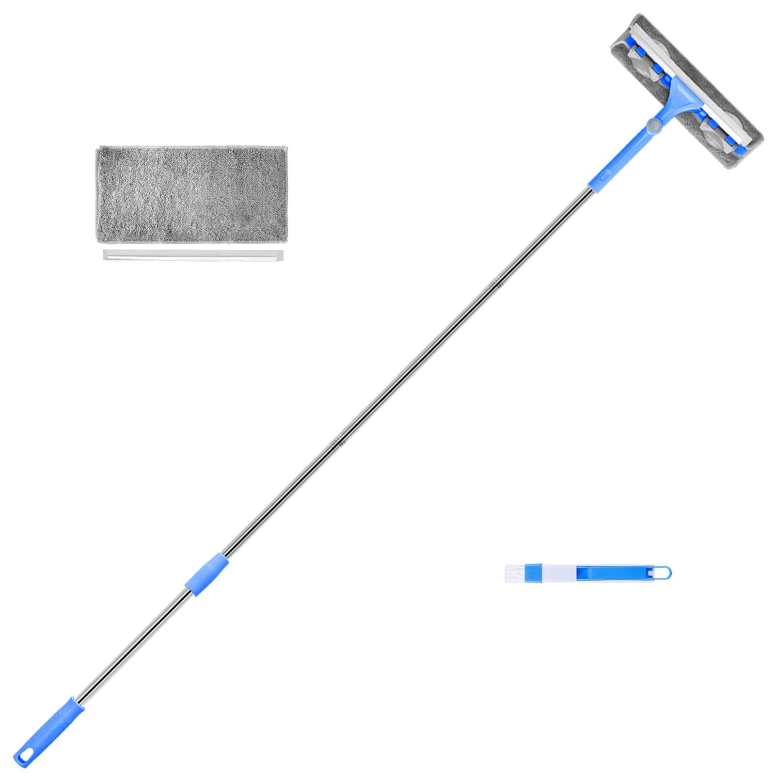 Mitclear Telescopic Windows Squeegee Cleaning Kit, 2 in 1 Squeegee with Extension Poles, Windows Glass Washing Equipment with Microfiber(65")