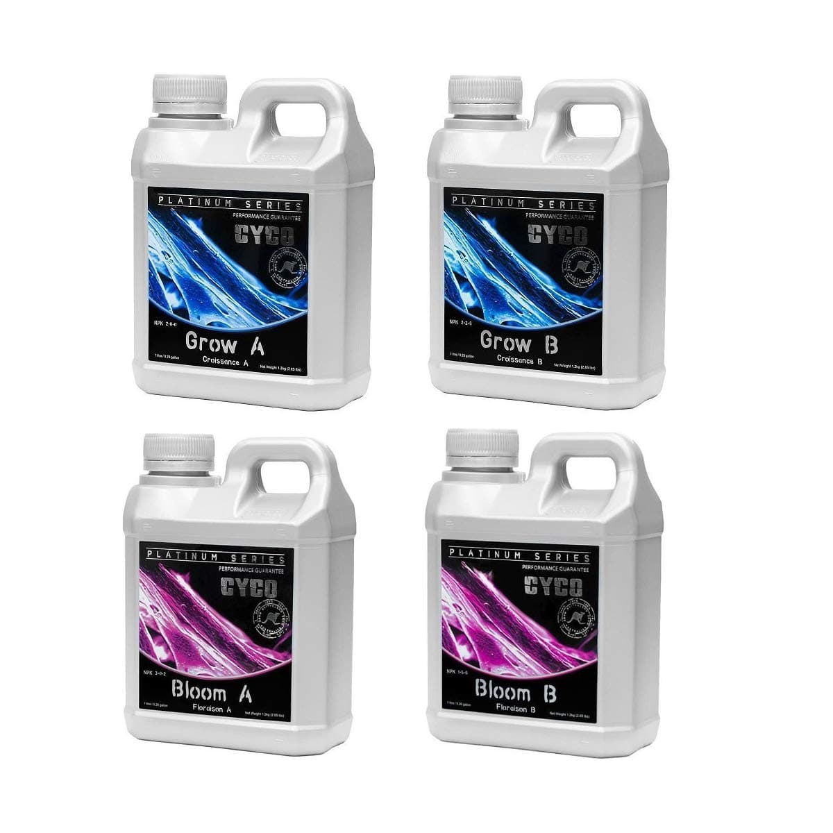 Cyco Nutrients Platinum Series Grow and Bloom Bundle (Grow A & B + Bloom A & B) 1 Liter Each