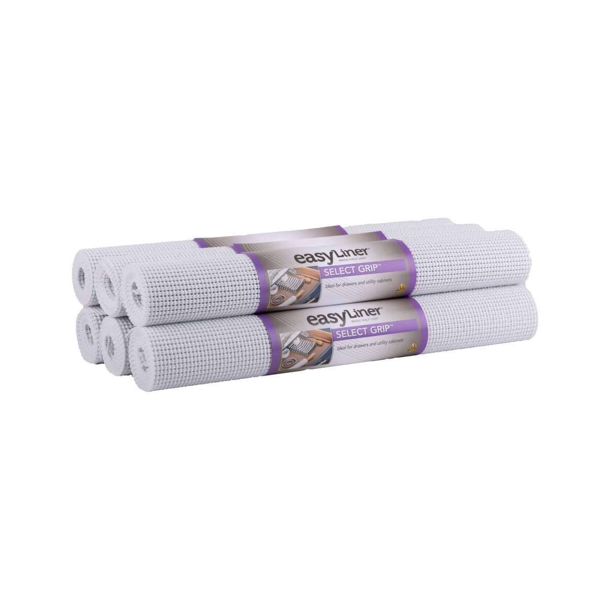 DuckSelect Grip Easy Liner Shelf Liner 20" Wide Kitchen Pack, 6-Rolls, Each 6' Length, White