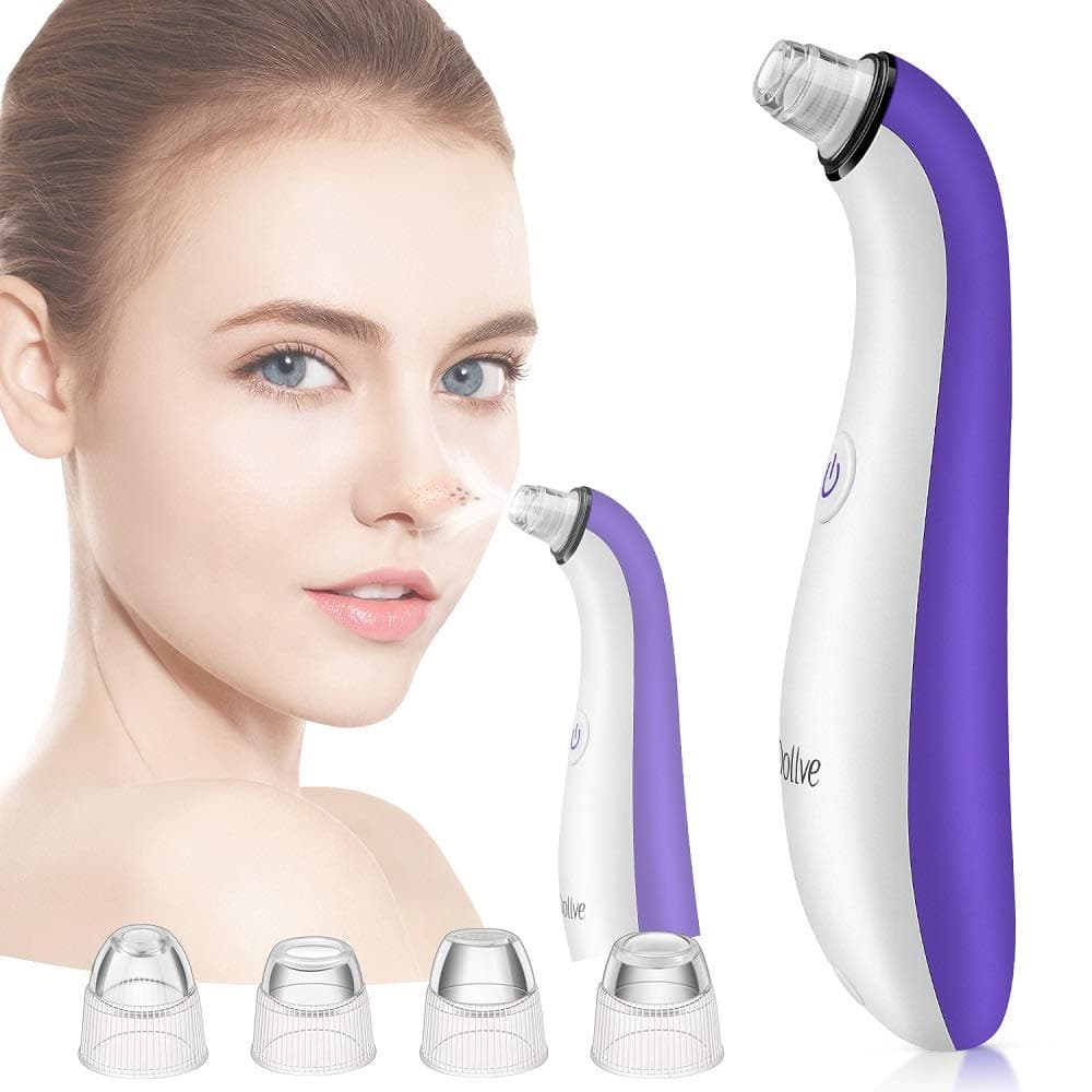 Blackhead Remover Electric Facial Pore Cleaner with 4 Changeable Functional Probes – Rechargeable Vacuum Blackhead Suction Extractor Tool（purple)