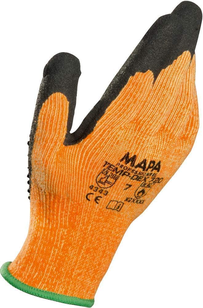 TempDex 720 – Nitrile Thermal Gloves, Resistant to Cuts, Used in the Rubber/Ceramics Industry and Mechanical Industry, Orange, Size 9, (1 Pair) Protective Thermal Gloves, 9 (Large)