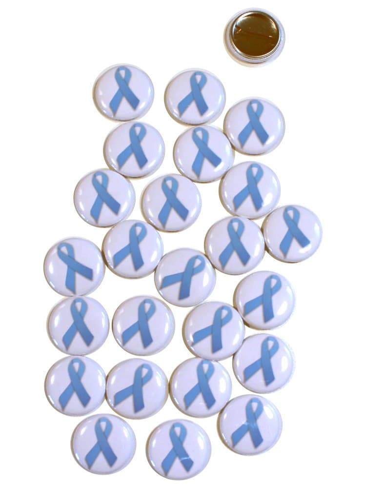 Blue Awareness Ribbon Pinback Buttons - 1 Inch Round - 25 Pack