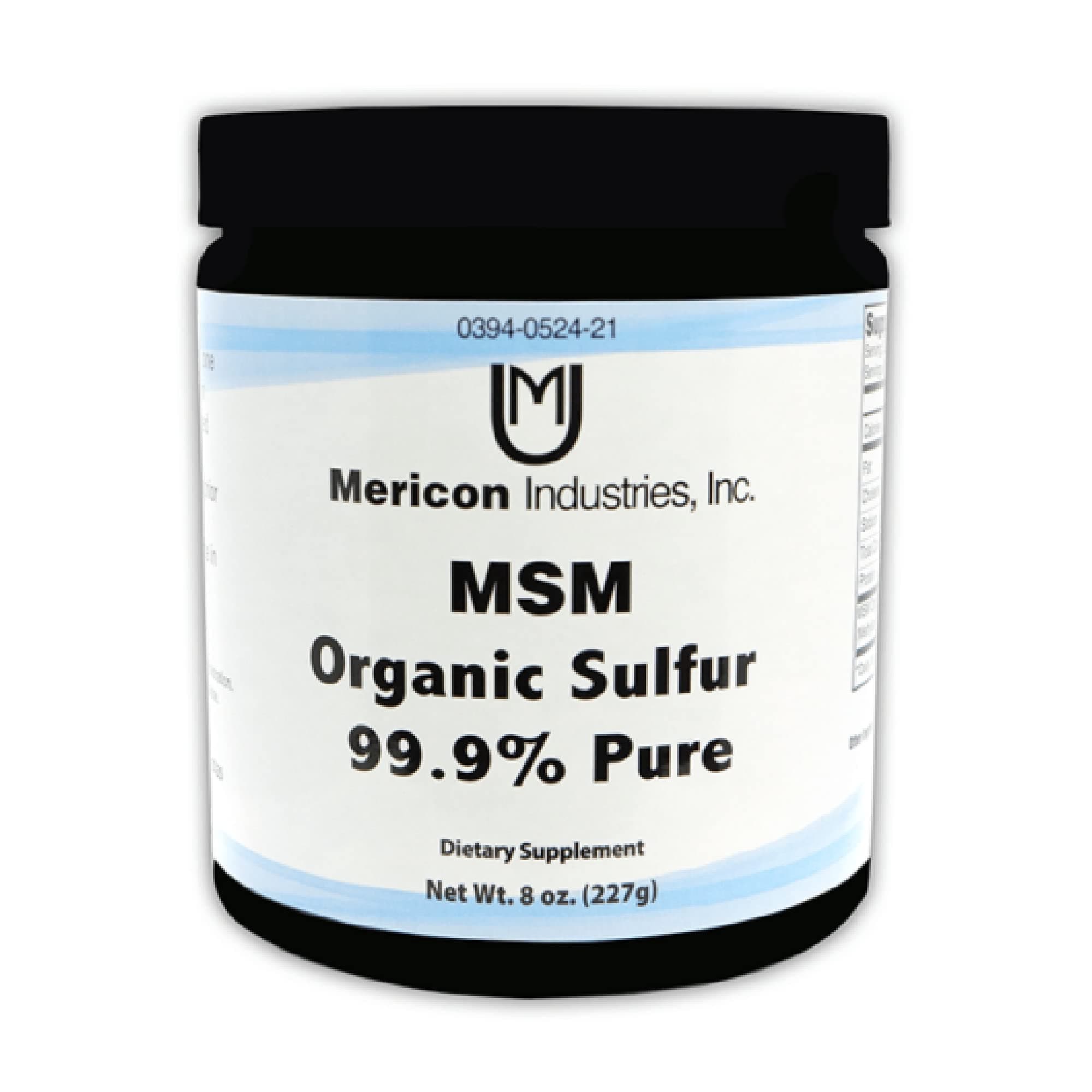 Mericon Industries MSM Organic Sulfur Powder | MSM Supplement for Inflammation, Hair Growth, Healthy Skin, & Increased Energy | Non-GMO, Vegan, Gluten Free, Soy Free (8oz)