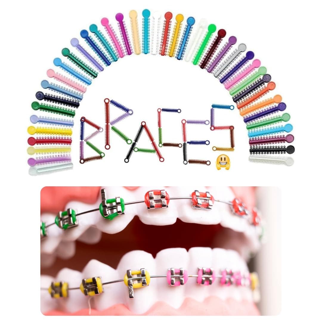 Artman Braces Color Rubber Bands Multicolored Dental Orthodontic Ligature Ties 1040 PCS O-Rings Elastomeric Easy to Change Orthodontics Color Ties