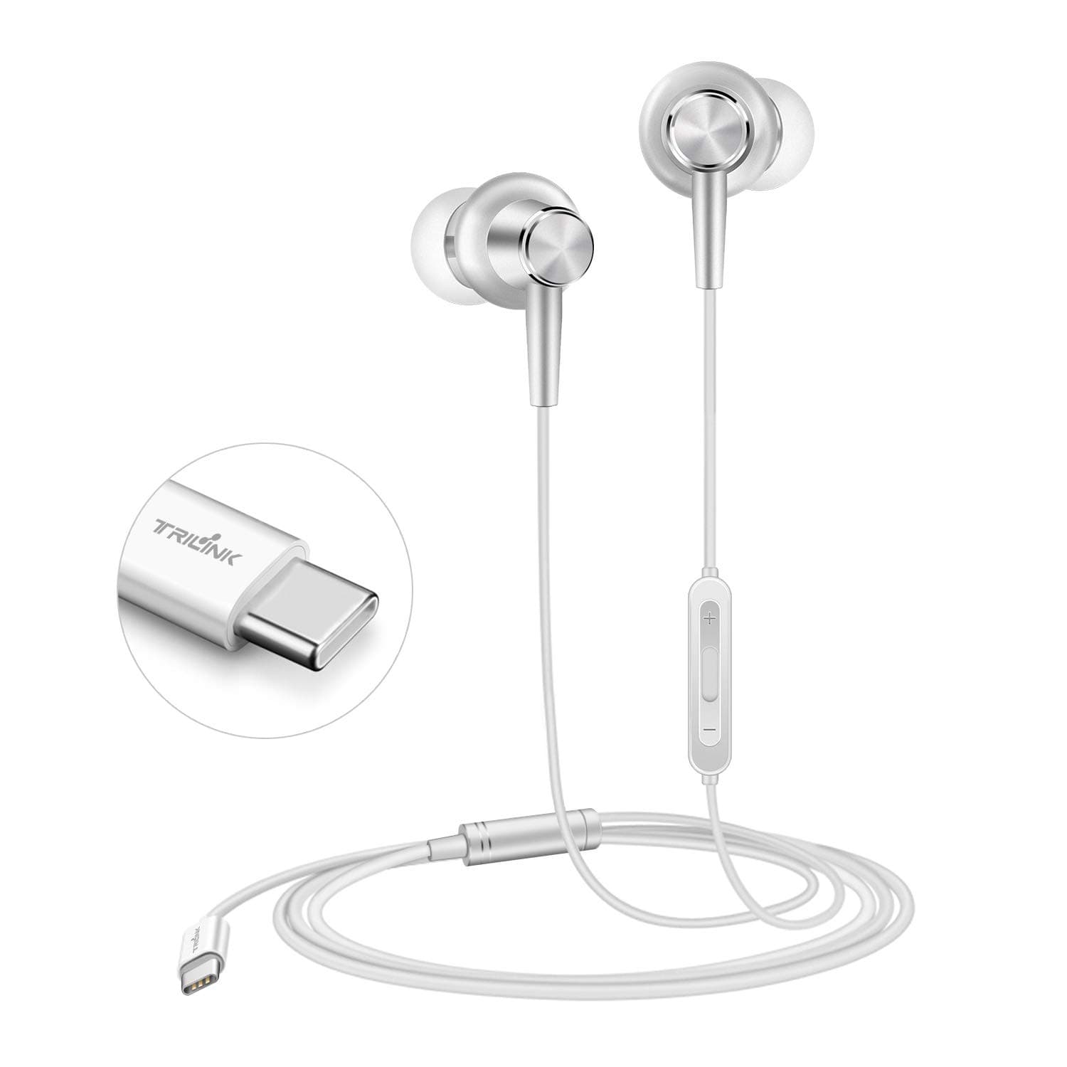 Type C Headphones, USB Type C Earphones Stereo Music Earbuds with Microphone and Volume Control for Huawei P30/Pro, P20/Pro, Mate 20/Pro/X/RS, Mate 10/Pro/RS Phone