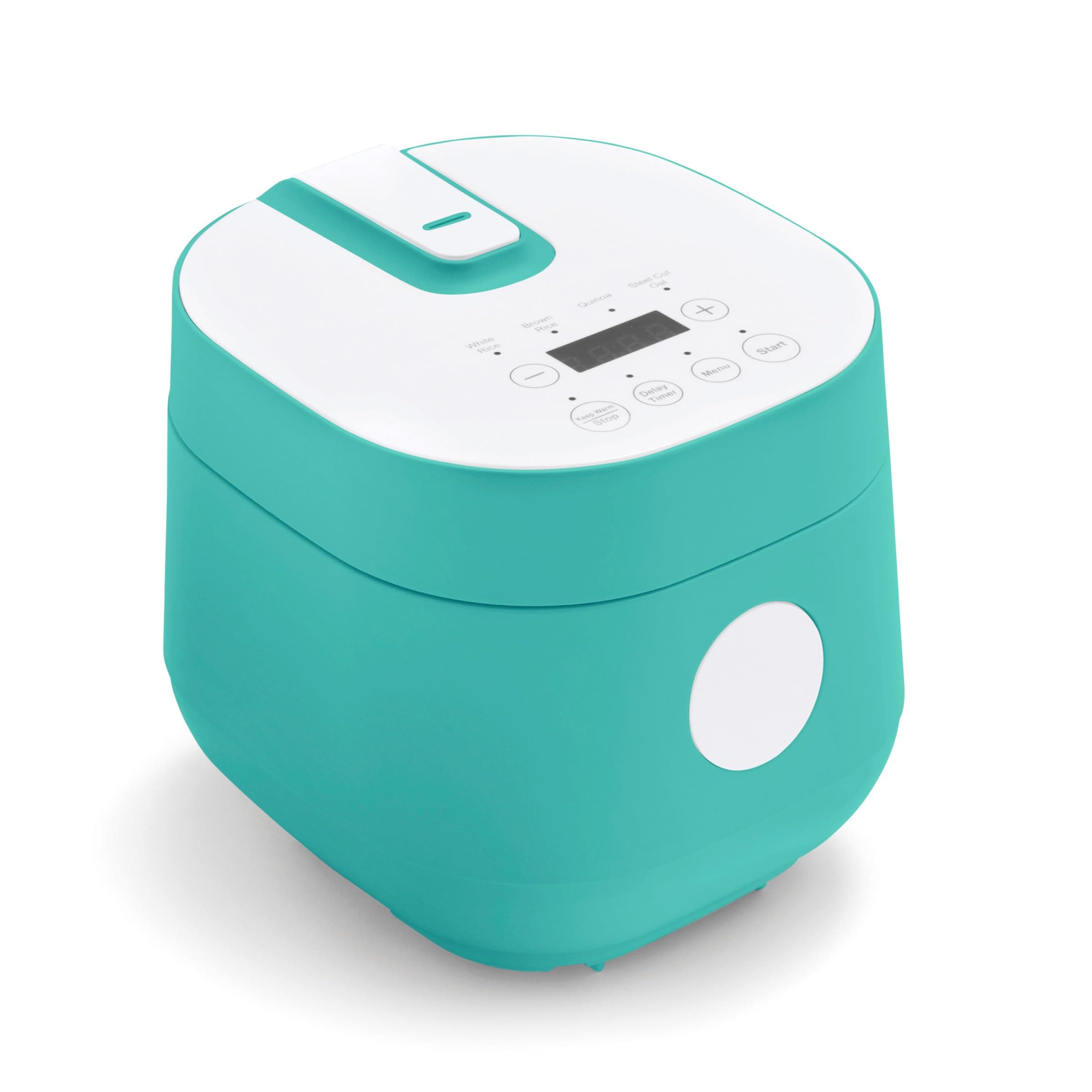 GreenLife Digital Rice Cooker, 2 Cup Uncooked / 4 Cup Rice Cooker, Removable Non-Stick Ceramic PAS Free Pot, One-Touch Preset, Oat, Quinoa, Brown Rice, Automatic Warming, Fuzzy Logic Tech, 1.5 Quart, Turquoise