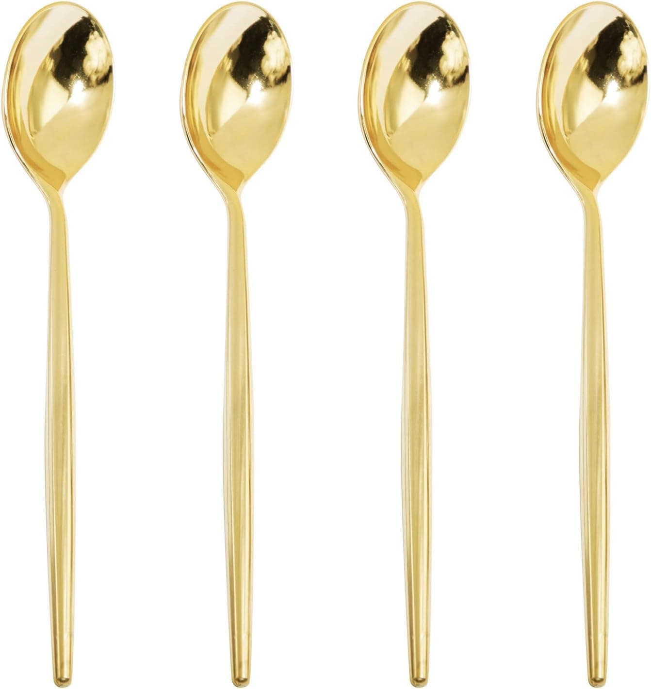 U-QE 180Pcs Gold Plastic Spoons, Disposable Heavy Duty Plastic Spoons, Heavyweight Plastic Spoons, Gold Plastic Silverware Perfect For Parties,Weddings and Other Daily Events