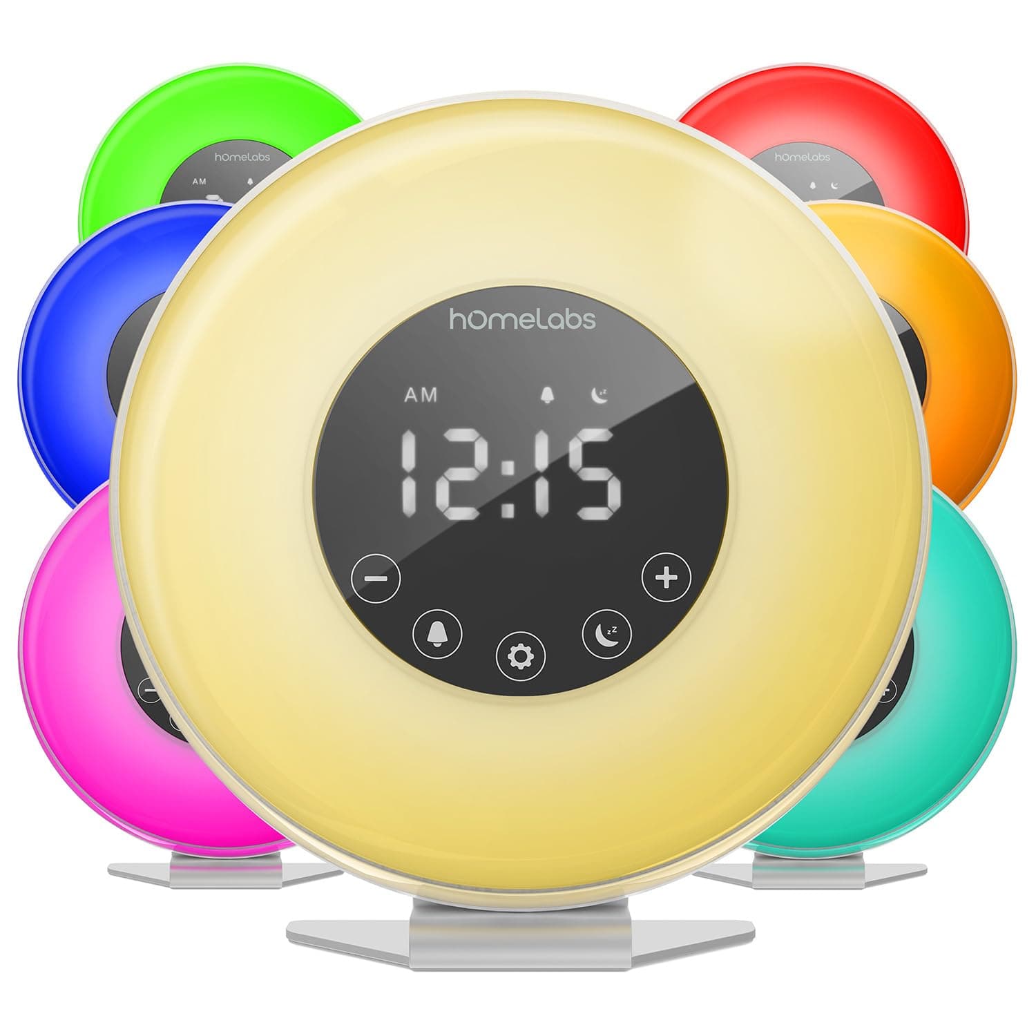 hOmeLabs Sunrise Alarm Clock - Digital LED Clock with 6 Color Switch and FM Radio for Bedrooms - Multiple Nature Sounds Sunset Simulation & Touch Control - with Snooze Function for Heavy Sleepers