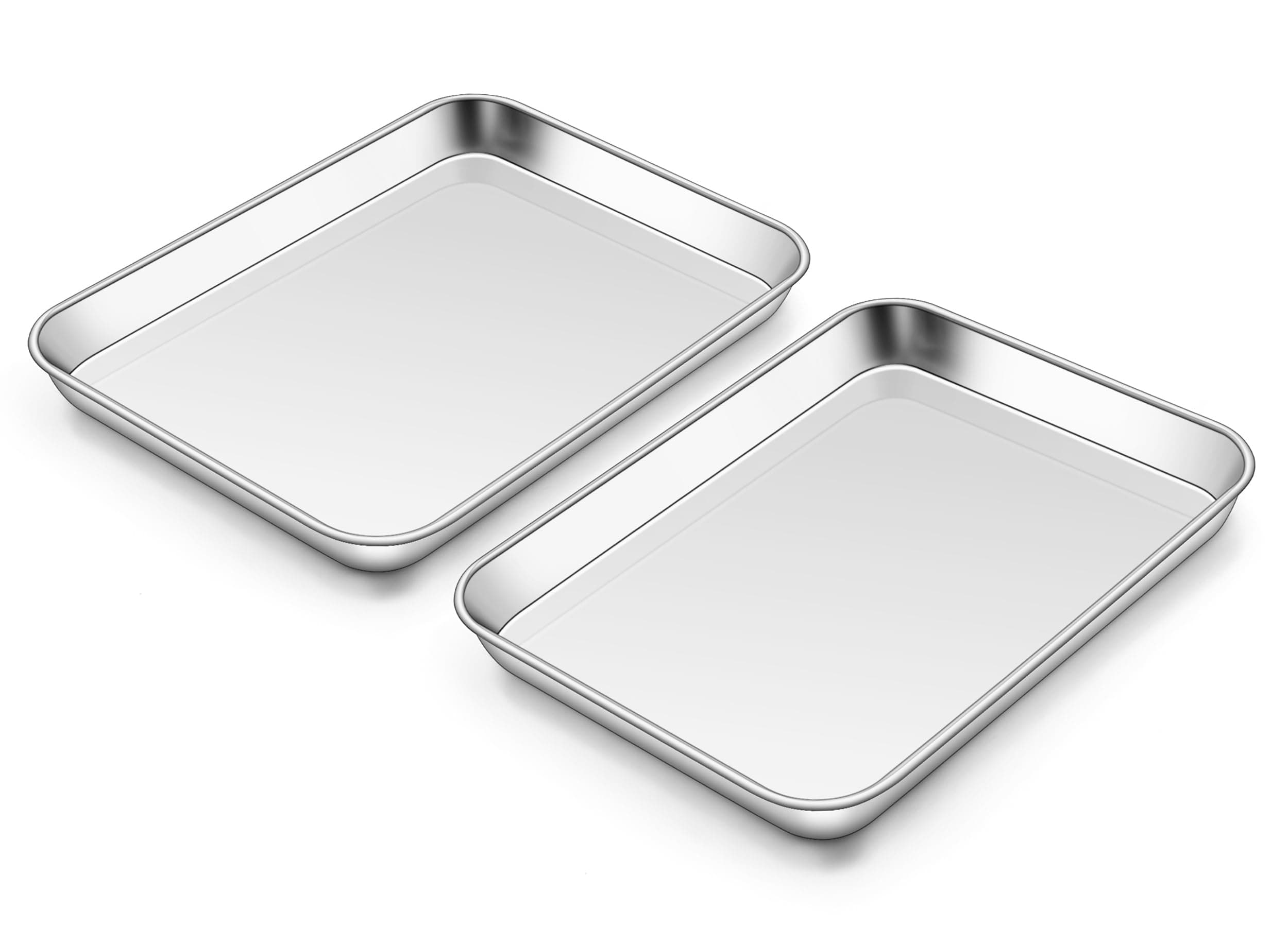 Homikit 2 Pack Baking Sheet, 10 x 8 Inch Stainless Steel Cookie Tray Set for Cooking Toasting, Small Metal Toaster Oven Baking Pan Non Stick, Rustproof & Mirror Finish, Dishwasher Safe