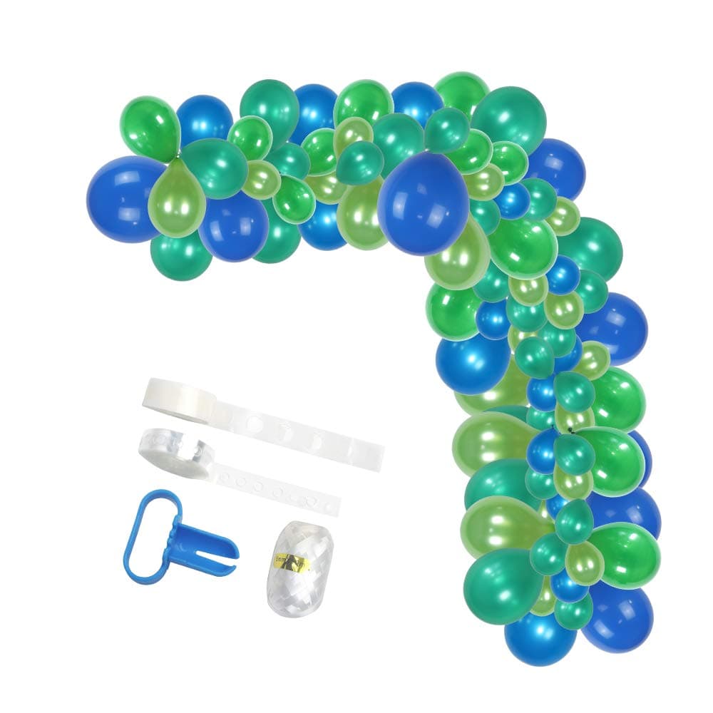 Balloon Garland Kit by Party Animal Company - Blue and Green -85 pcs -VETERAN OWNED - DIY Party Decorations - Birthday Party - Baby Shower - Weddings - Latex Balloons - Arch - Unicorn or Mermaid Theme