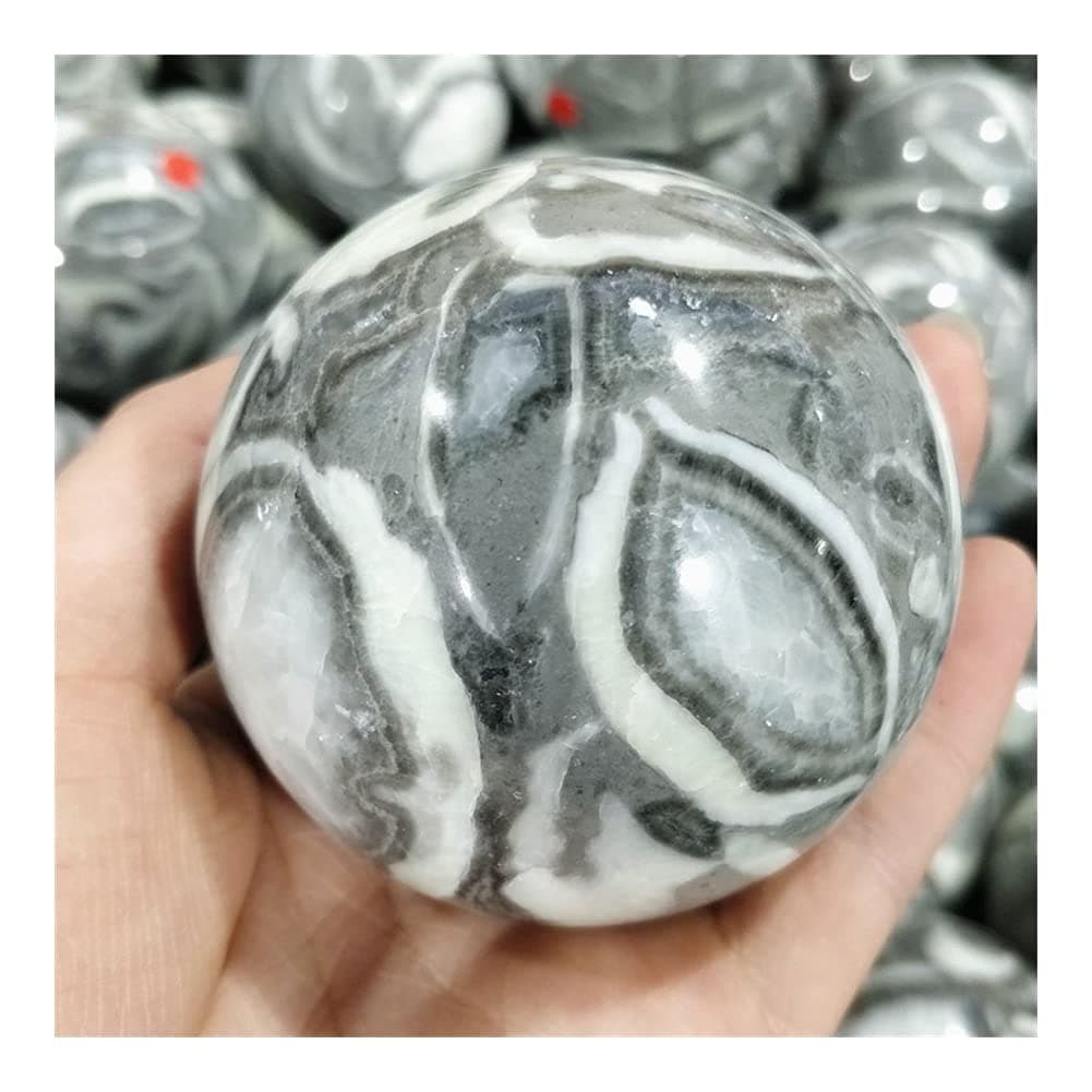 Beautiful Crystal Natural Shellstone Quartz Minerals Sphere Crystal Ball Ornament Healing Stones Apartment Decoration Original Septarium Rocks (Size : 6-7cm)