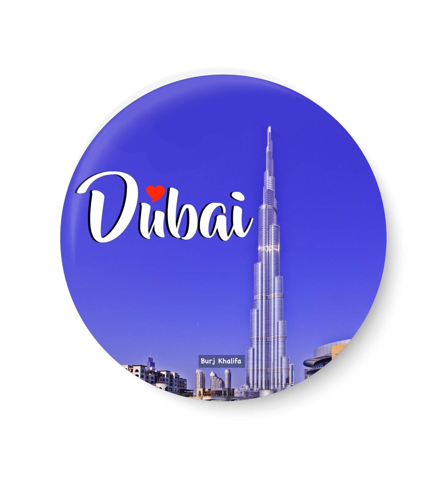 PEACOCKRIDE Love Dubai I Burj Khalifa I UAE I Middle East I Gulf I Souvenir l Travel I Fridge Magnet (Metal, Multicolour, 75mm)
