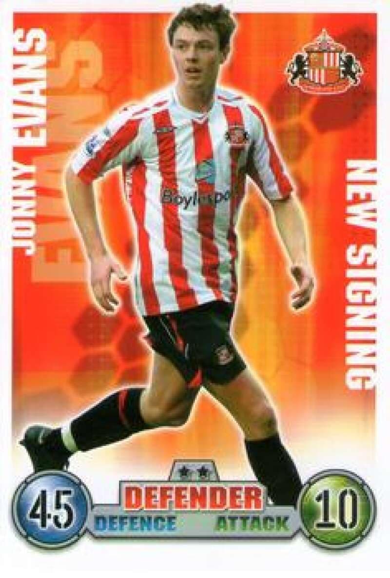 2007-08 Topps Match Attax Premier League Extra #NNO Jonny Evans Sunderland Official Soccer Productin in Raw (NM or Better) Condition