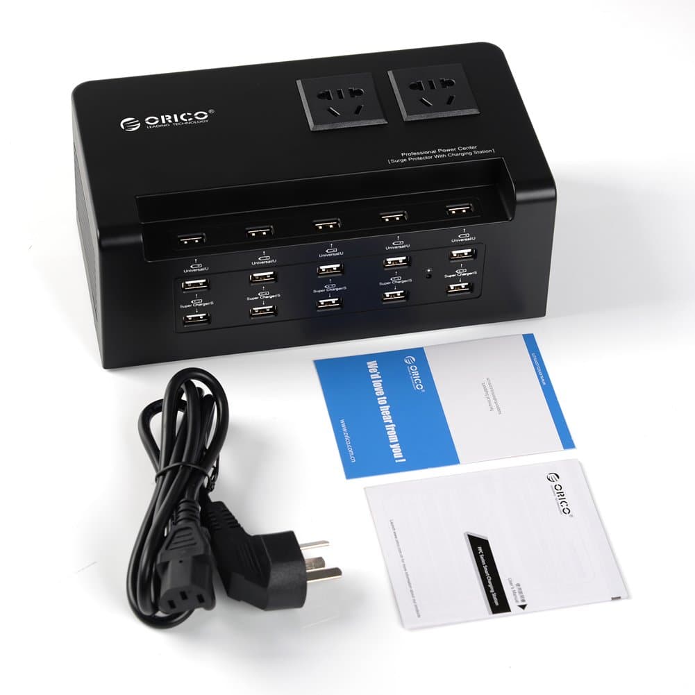 ORICO 15 Port Ultimate USB Charging Station with 2 AC Outlet, Black (ORICO PPC-2A15U-US-BK)
