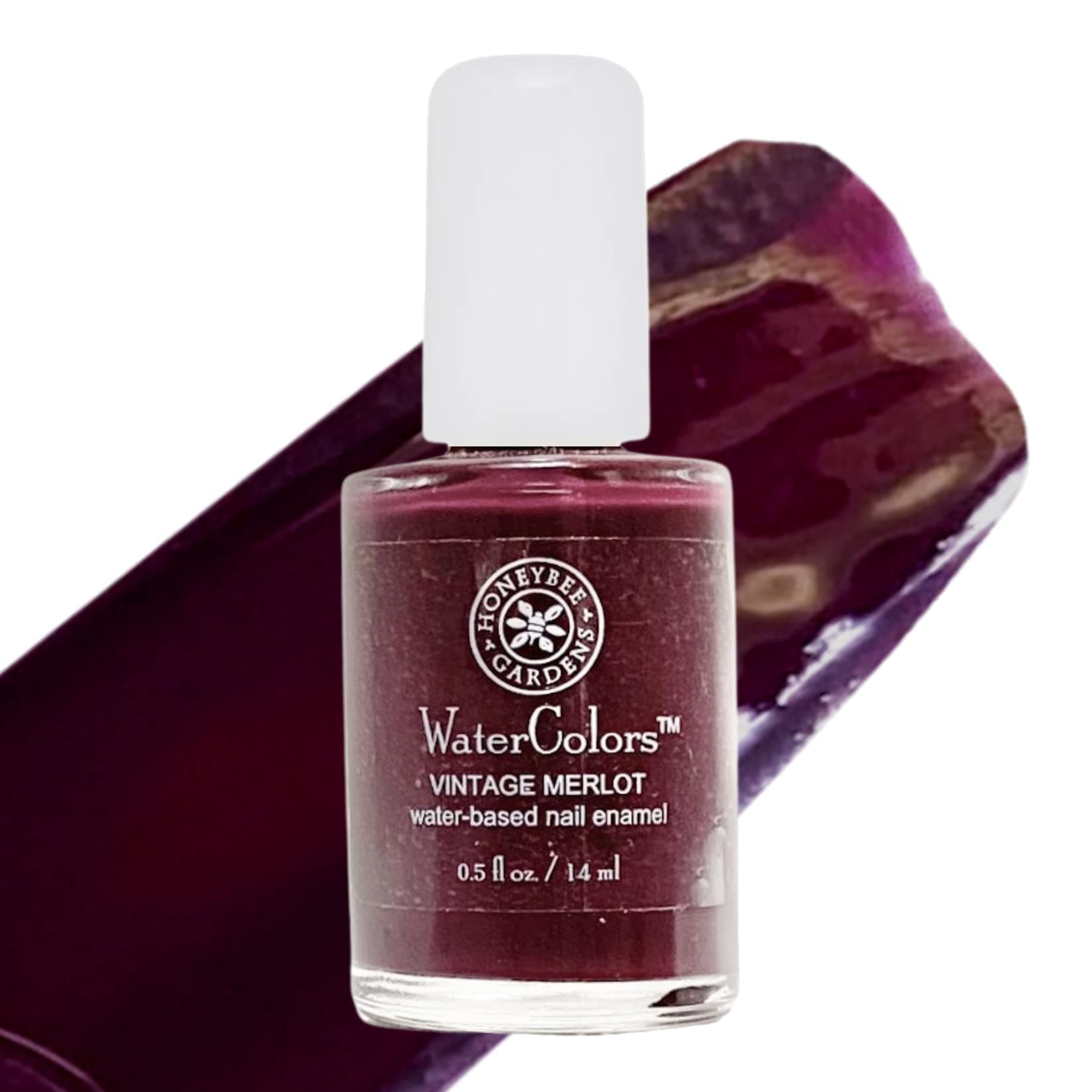 Honeybee Gardens Water-Based Nail Enamel, Vintage Merlot, Matte Deep Berry Red Wine, Eco-Friendly, Odorless & Vibrant Polish, 0.5 fl oz