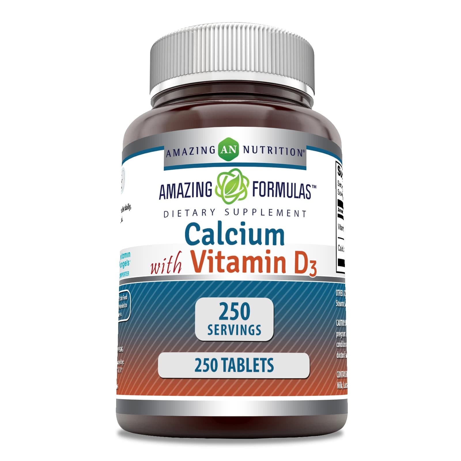Amazing Formulas Calcium with Vitamin D3 Supplement | Tablets | Non-GMO | Gluten-Free | Made in USA (1 Pack | 250 Count)