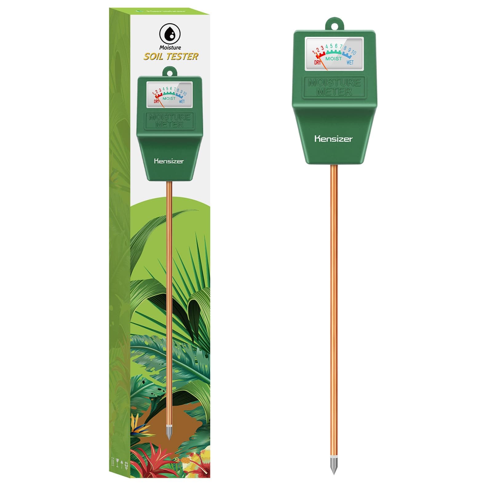 Kensizer Soil Tester, Soil Moisture Meter, Gardening Farm Lawn Test Kit Tool, Digital Plant Probe, Water Hydrometer for Indoor Outdoor, No Battery Required