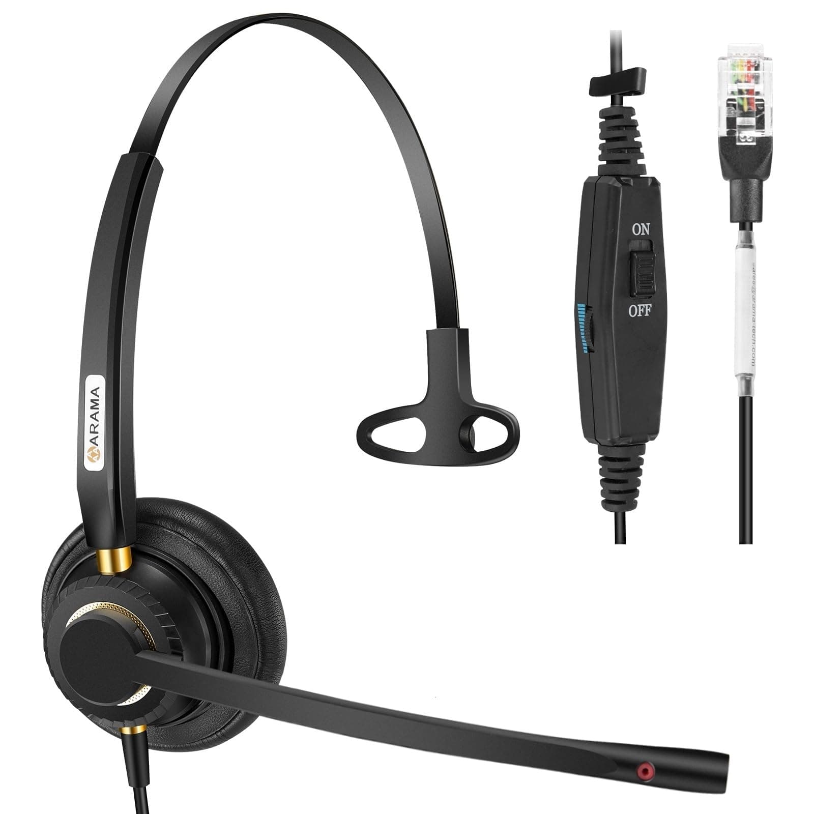 Corded Telephone Headset Mono w/Noise Canceling Mic Compatible with ShoreTel Plantronics Polycom Zultys Toshiba NEC Aspire Dterm Nortel Norstar Meridian Packet8 Landline Deskphones(A800S2)
