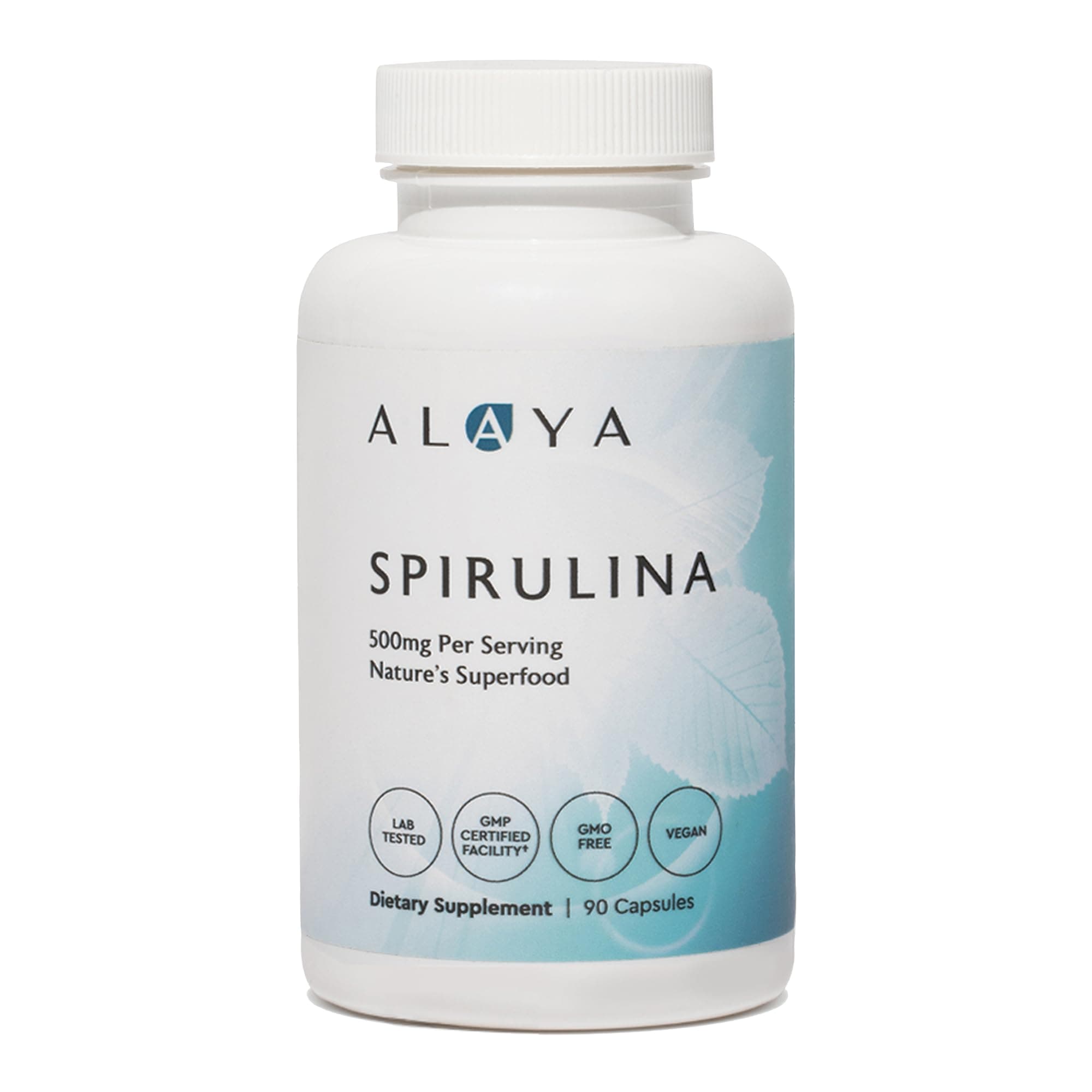 Pure Spirulina Capsules – Hawaiian-Grown Blue Green Algae Superfood, Non-GMO, Vegan – 500mg, 90 Capsules