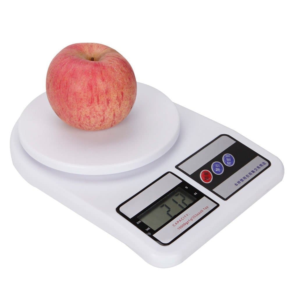 Digital Plastic Kitchen Electronic Food Weight Scale (White, 10-inch, 10 kg)