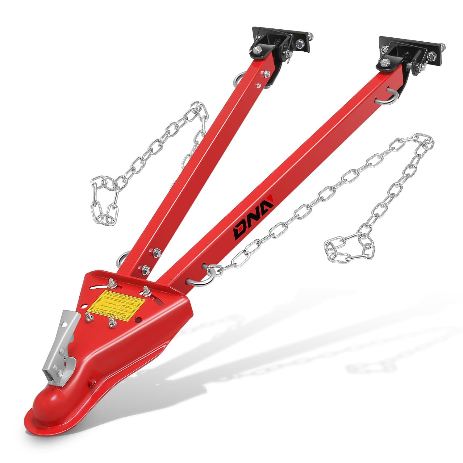 DNA Motoring Tow Bar 5000lbs Towing Capacity with Chains & 8 Flanged Locknut Universal Towing Bar Coupler Fits 2-Inch Ball Hitch 41-Inch Opening Width for RV Car Trailer Truck, TOOLS-00658