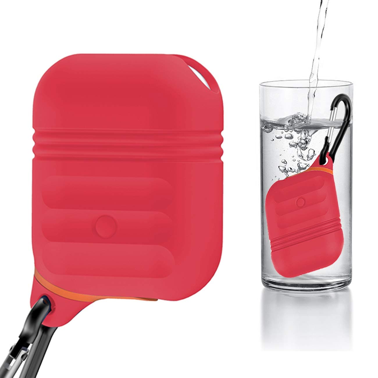 Compatible Airpods Case, Waterproof Airpods Cover, Shock Resistant Silicone Airpods Case Cover and Skin with Keychain for Airpods 1 & 2 [Not for Wireless Charging Case] , Airpods Accesssories