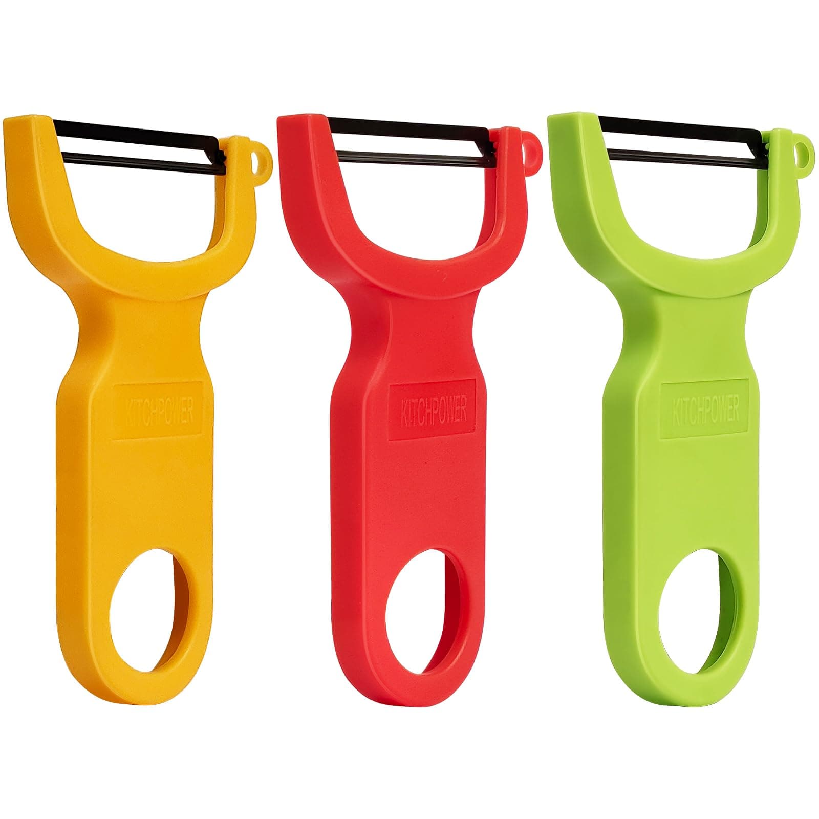 Original Vegetable Fruit Peeler Carbon Steel Blade 3 Pack Red/Green/Yellow…