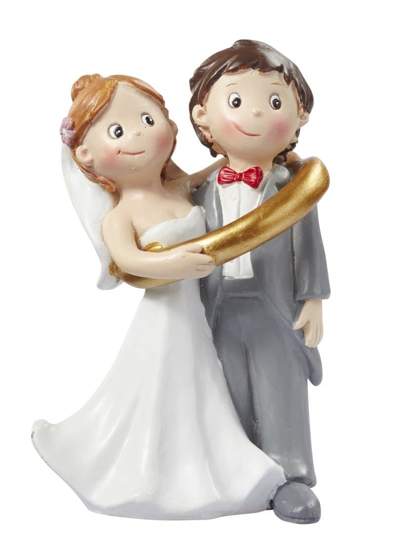 Wedding couple in a ring cake topper, cake decoration, table decoration, stone, 1 - Pack
