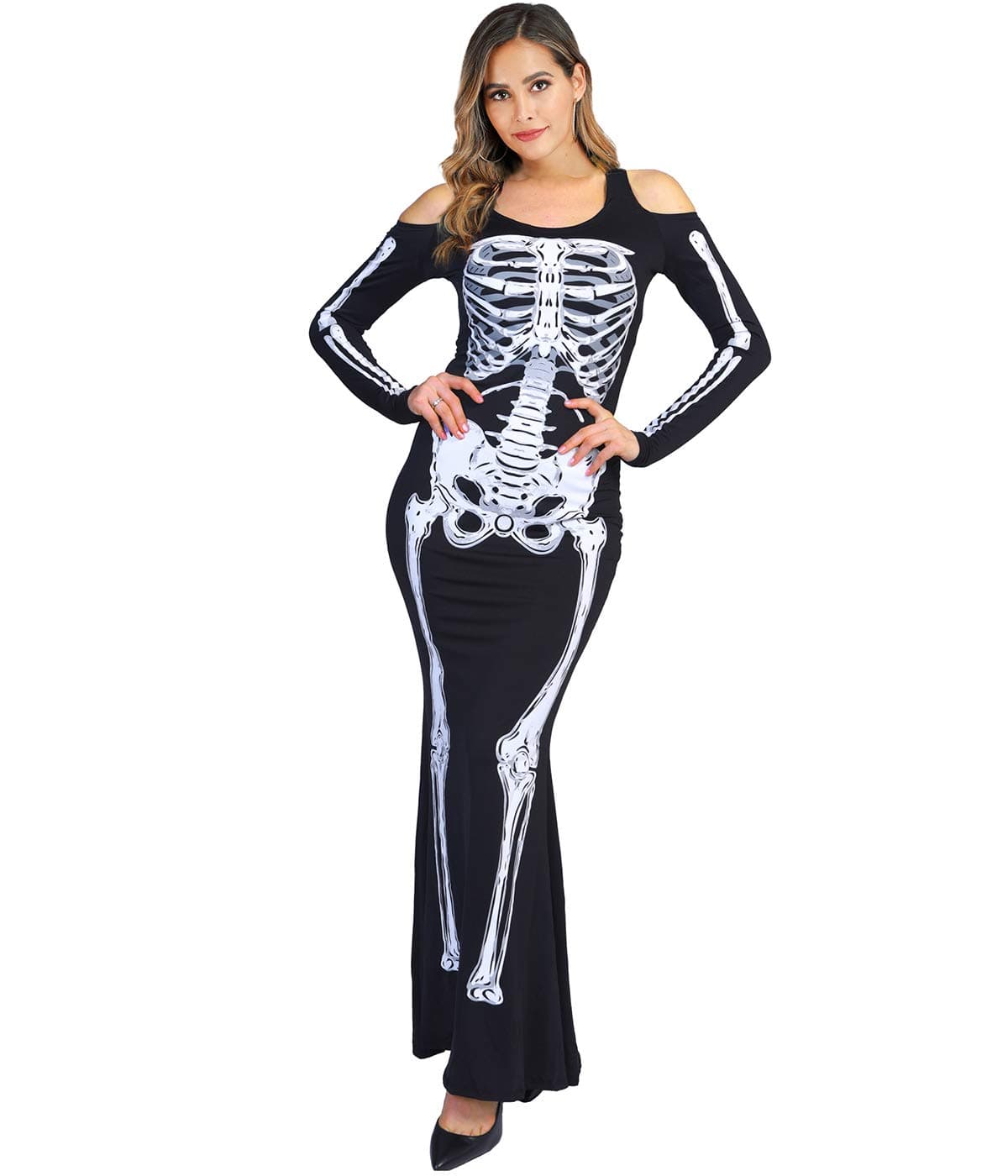EraSpookyWomen's Skeleton Costume Witch Jumpsuit Scary Halloween Adult Dress for Women - Funny Cosplay Party