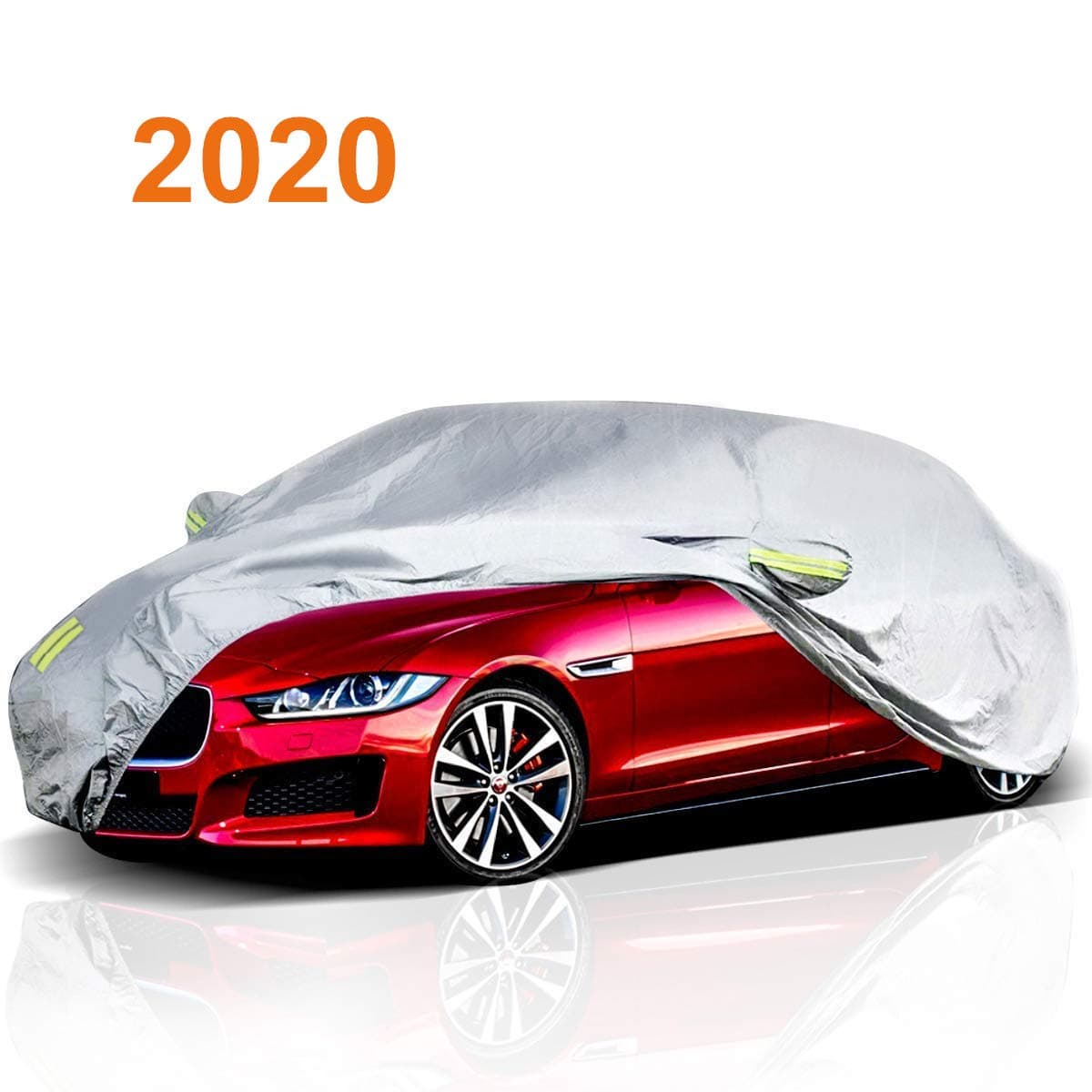 ELUTO Car Cover Outdoor Sedan Cover Waterproof Windproof All Weather Scratch Resistant Outdoor UV Protection with Adjustable Buckle Straps for Sedan Fits (470 * 180 * 150cm)