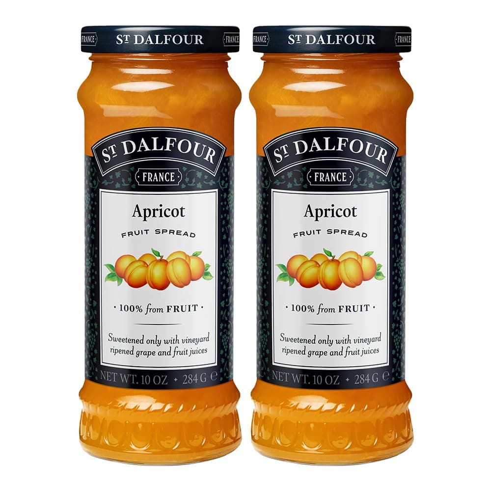 St. Dalfour Apricot Fruit Spread - 10oz - 100% from Fruit, No Artificial Ingredients, Non-GMO, No Cane Sugars, All Natural - Pack of 2