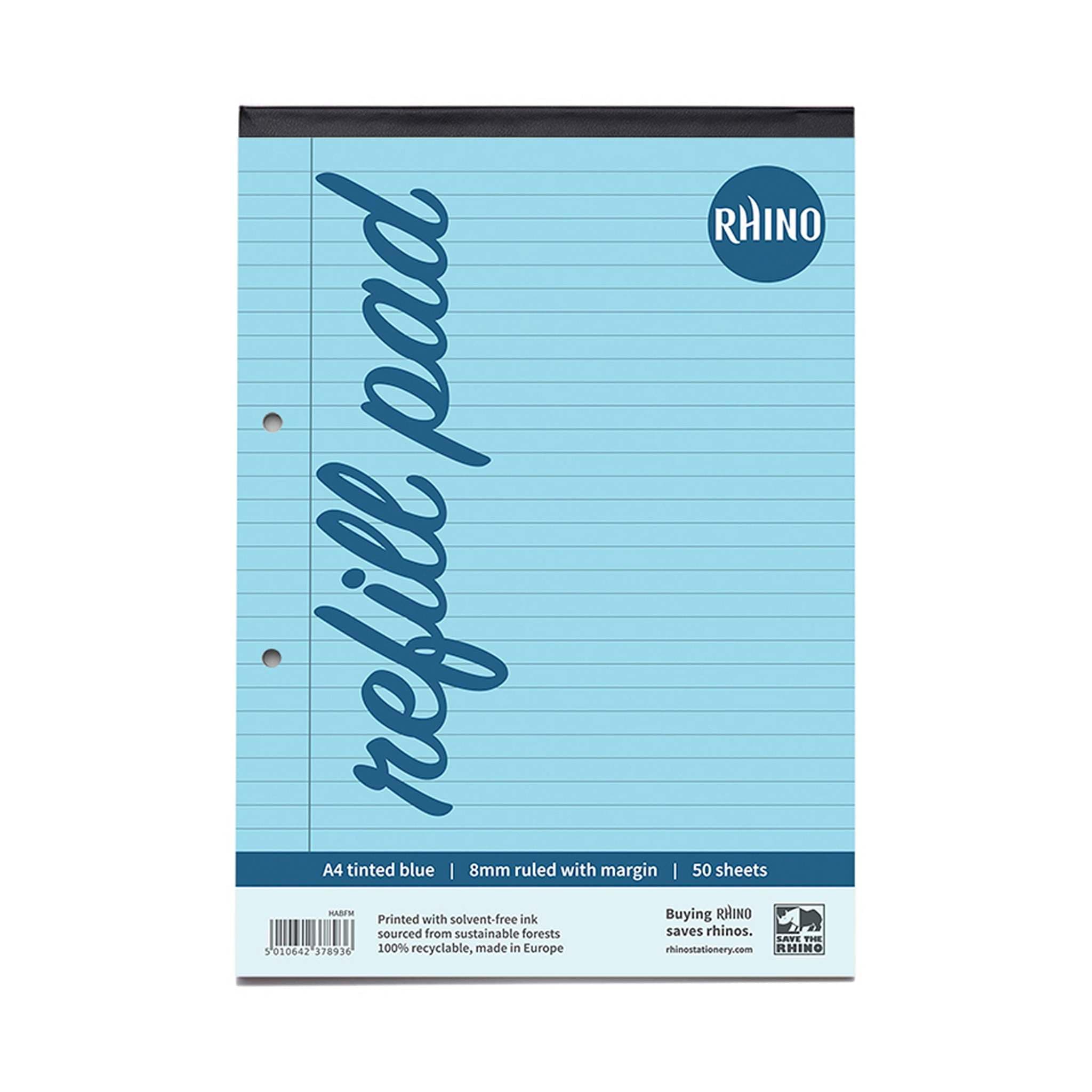 RHINO A4 Special Tinted Paper Education Refill Pad - Blue
