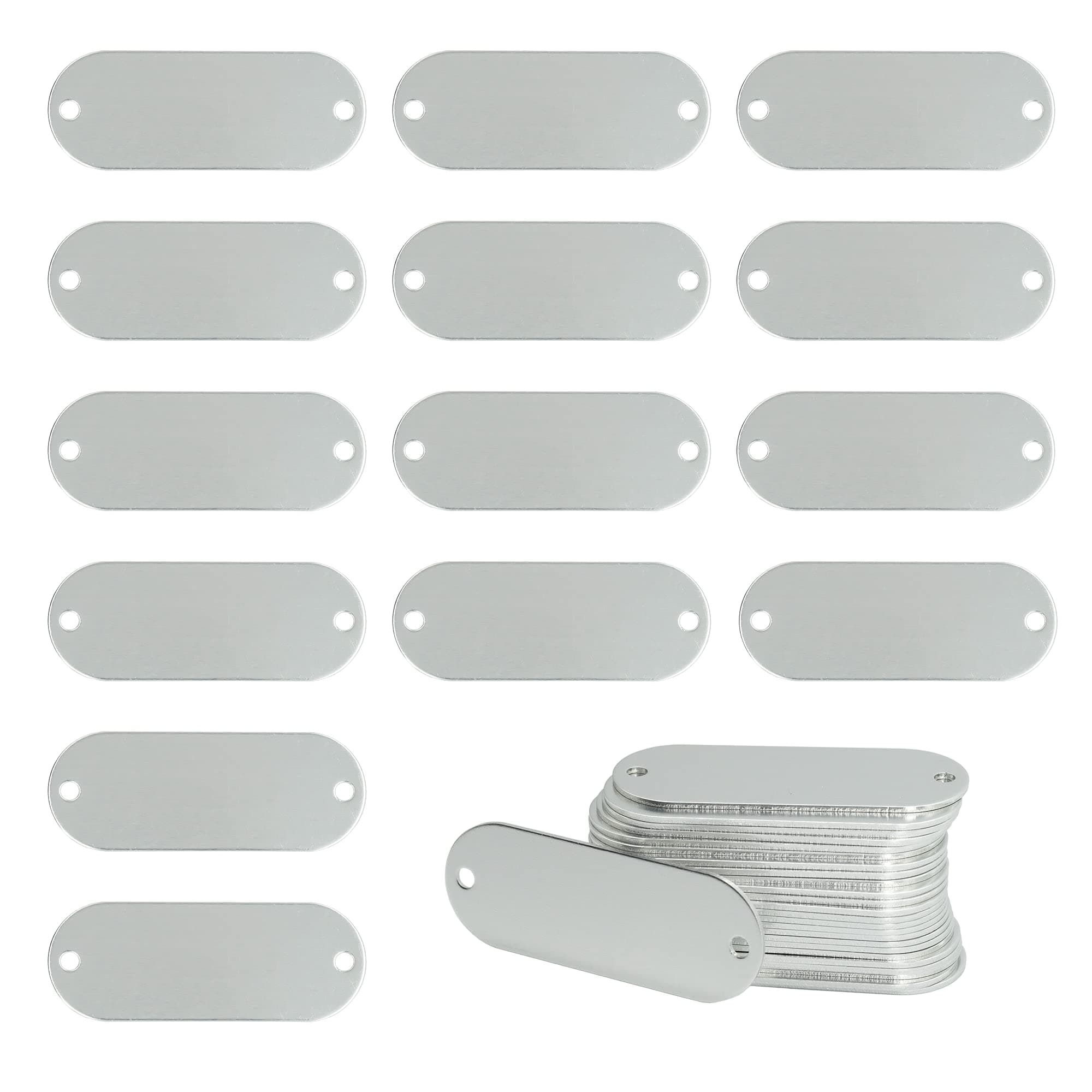 StayMax Aluminum Engraving Blanks Tags Stamping Blanks Tags with 2 Holes 25 Pack (Silver)
