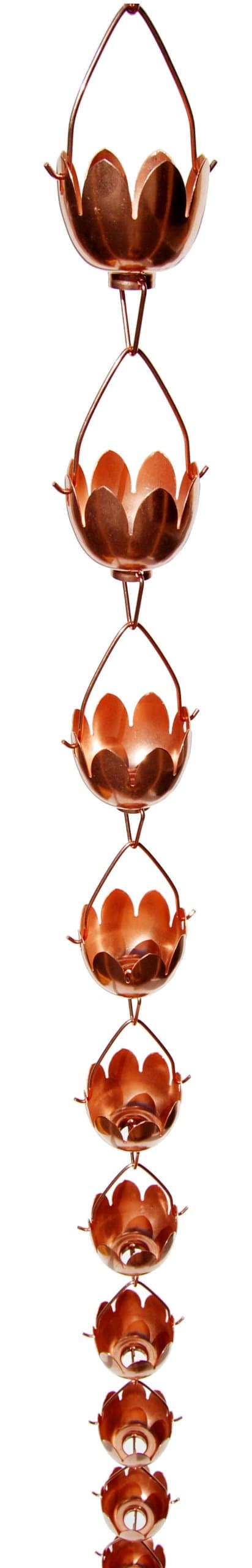 Lotus Lily Flower Extension Copper Rain Chain, 4-Feet