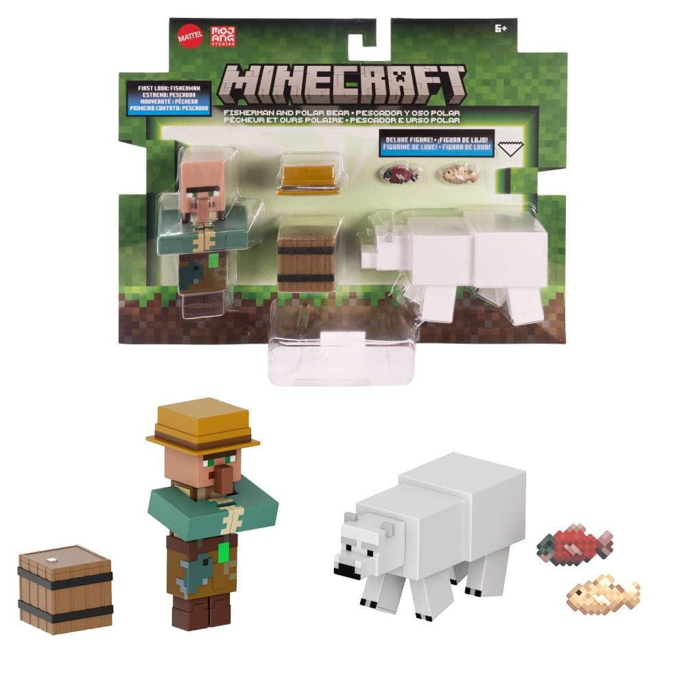 Mattel Minecraft Action Figures & Accessories 2-Packs, 3.25-inch Scale with Pixelated Design, Collectible Toy Set (Characters May Vary)