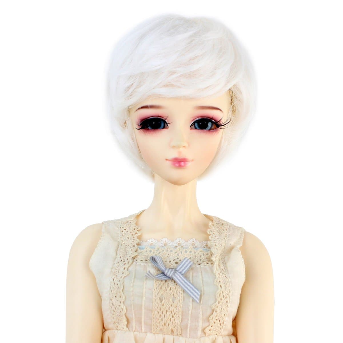 M MISS U HAIR 9-10 Inch 1/3 BJD MSD DOD Pullip Dollfie Doll Wig Short Wavy Not for Human (White)