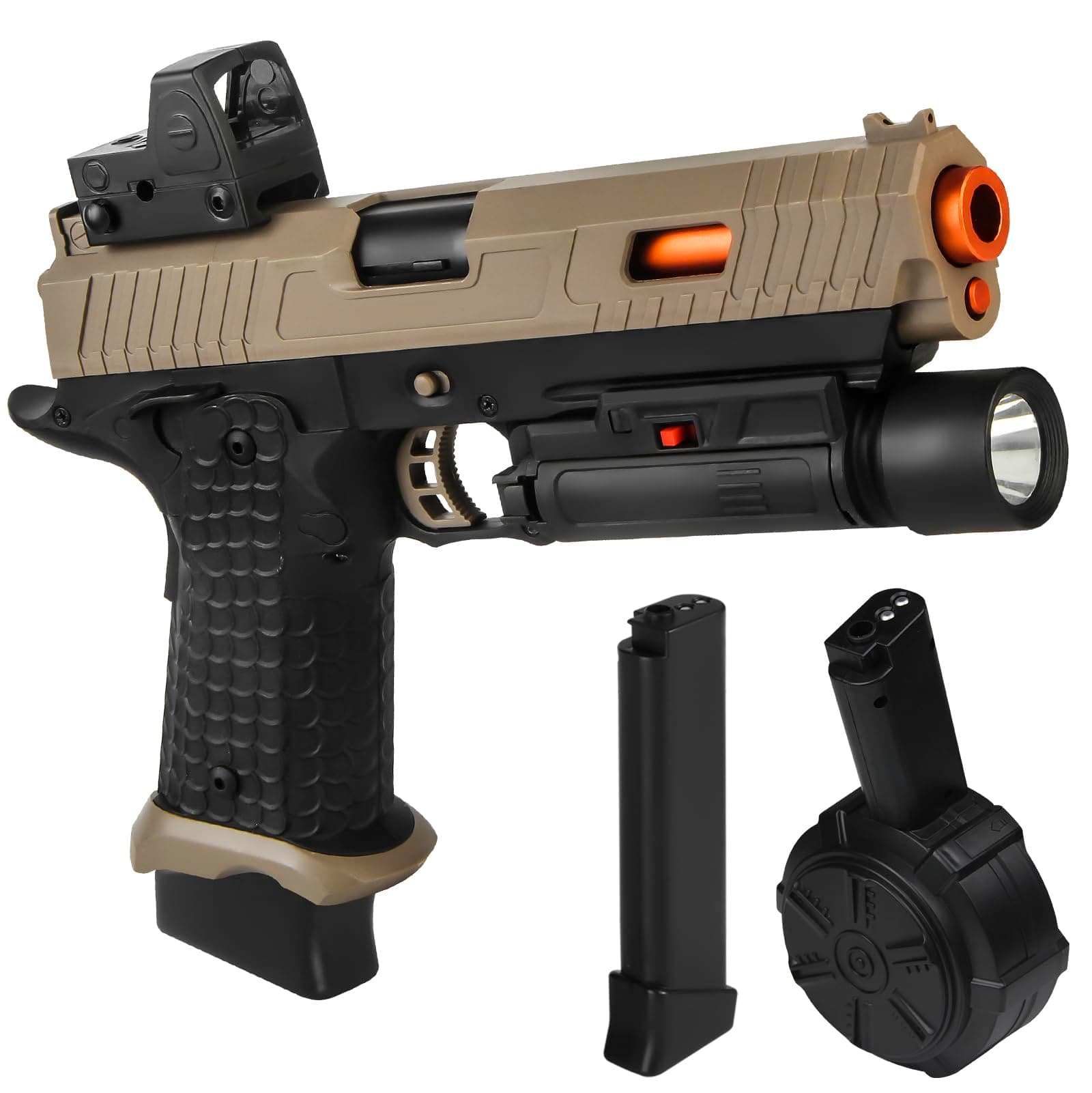 Gel Toys JM-X5, JM-X2 Full Auto Gel Toy Upgrade Version with Goggles and Drum Christmas Easter Outdoor Game for Ages 14+ Adults Sandy