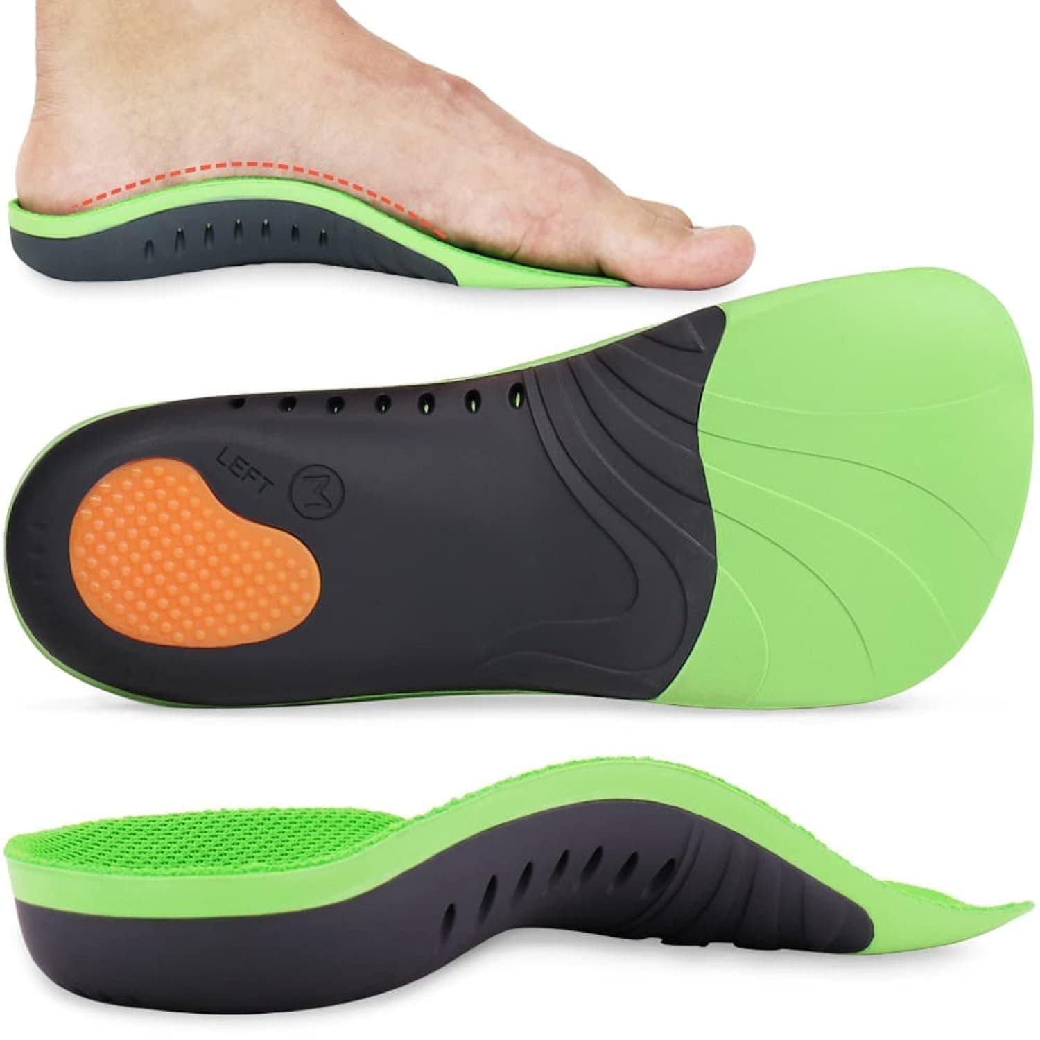 Orthotic Insole, KASTWAVE Plantar Fasciitis Insoles, High Arch Support for Men Women, 3/4 Length Orthotics Shoe Inserts Relieve Flat Feet, Over-Pronation, Heel Pain, Arch Pain and Heel Pain Relief